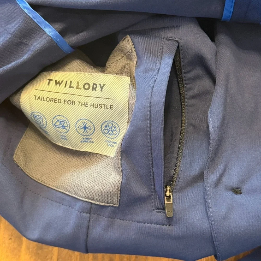Twillory Sport Coat Mens 40‎ Performance Blazer Slim Fit Blue Circular Knit